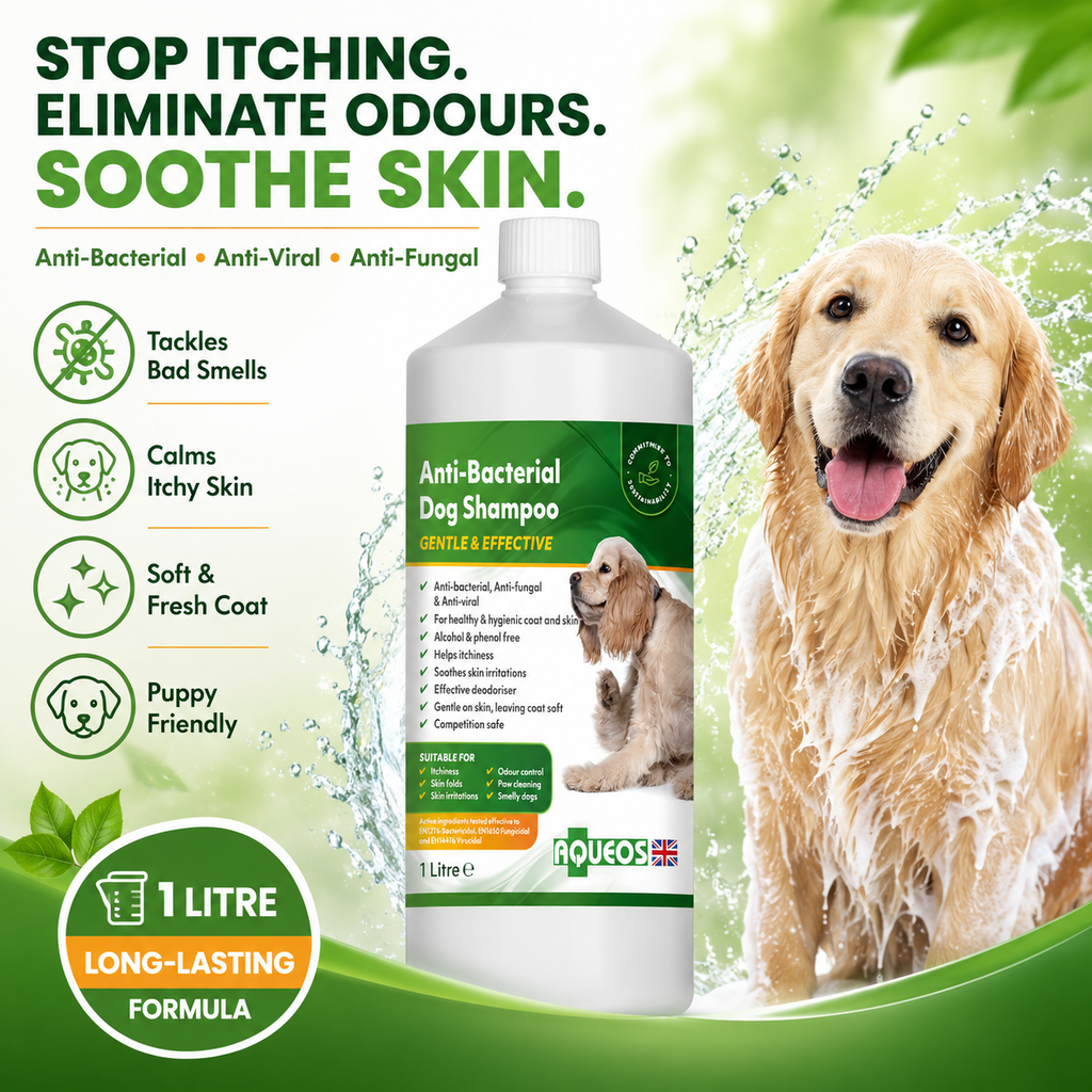 Aqueos Medicated Dog Shampoo 1 Litre Anti Fungal Bacterial Viral Itch Relief