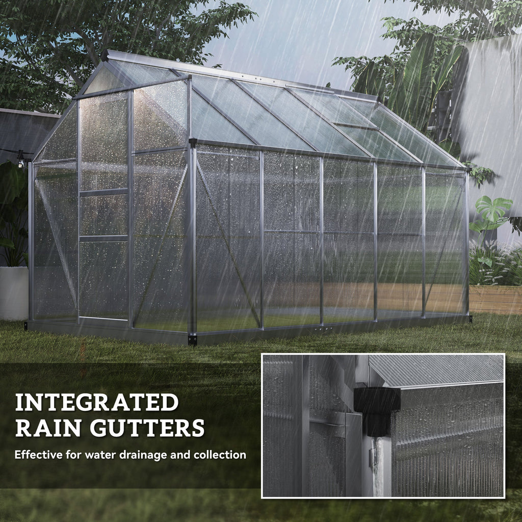 BloomGreen 6' x 10' x 6.6' Polycarbonate Greenhouse with Aluminum Frame, Silver