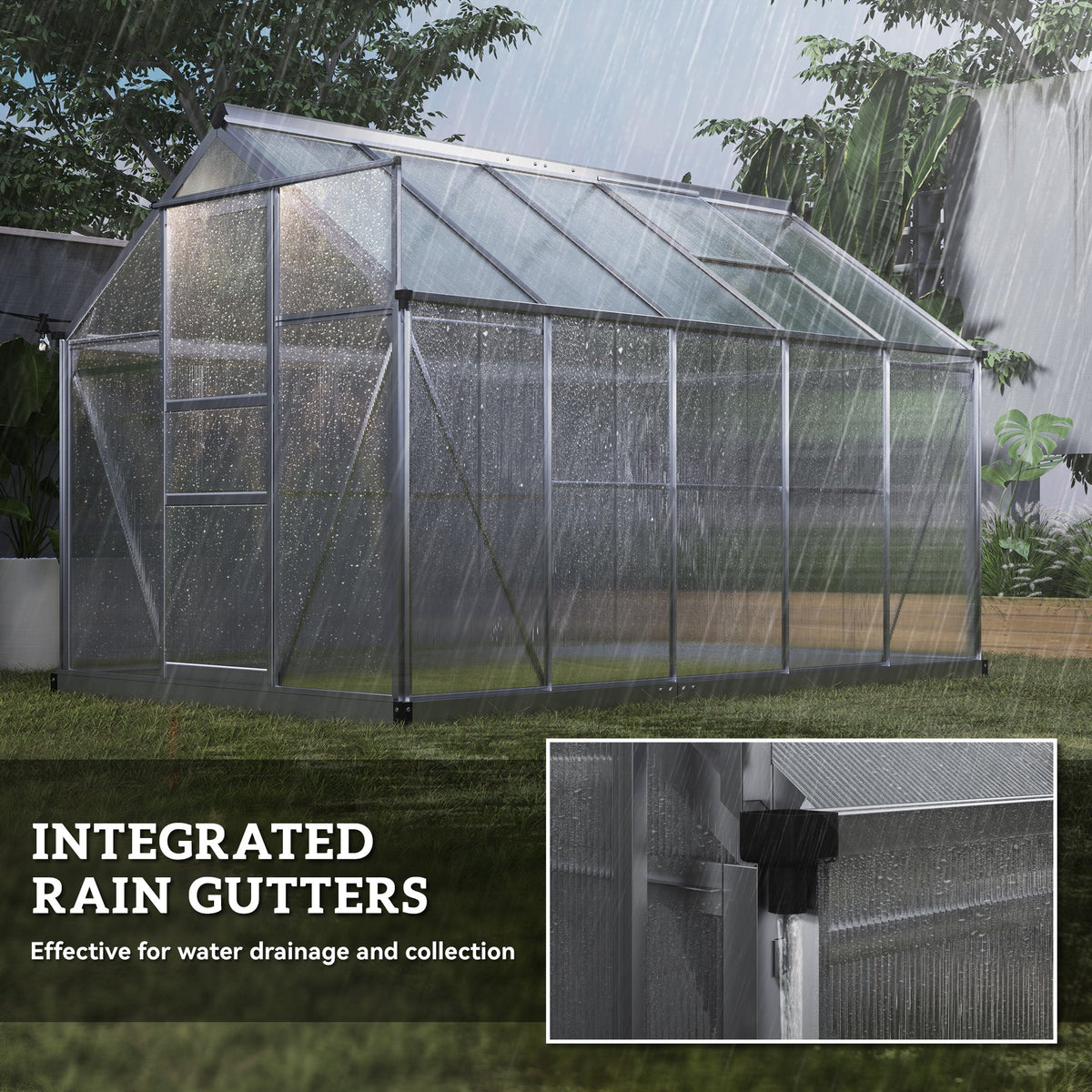 BloomGreen 6' x 10' x 6.6' Polycarbonate Greenhouse with Aluminum Frame, Silver