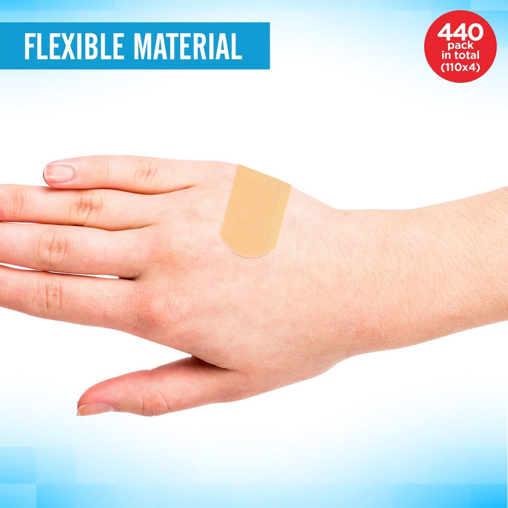 440 Assorted Fabric Plasters Breathable Flexible Adhesive FirstAid Wound Healing