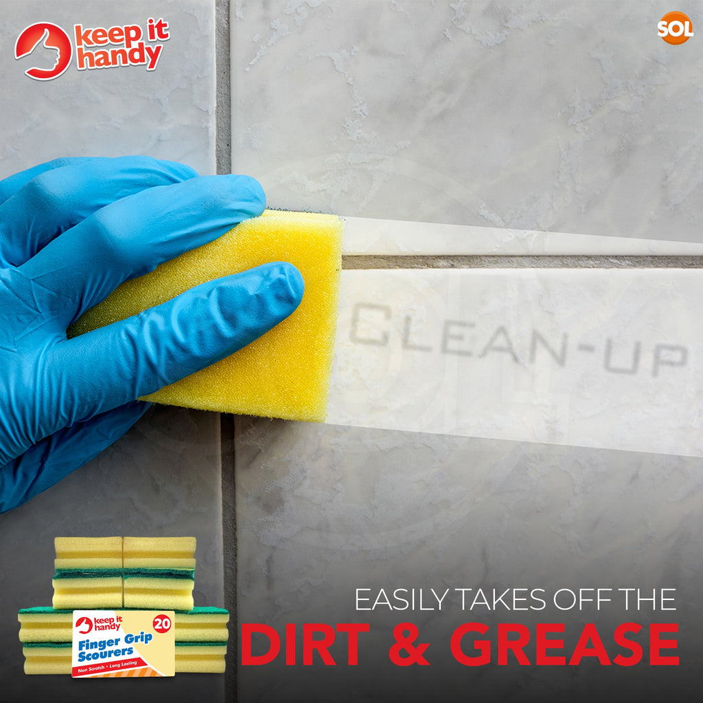 Heavy Duty Sponge Scourers | Finger Grip Kitchen Bathroom | 20 Pack