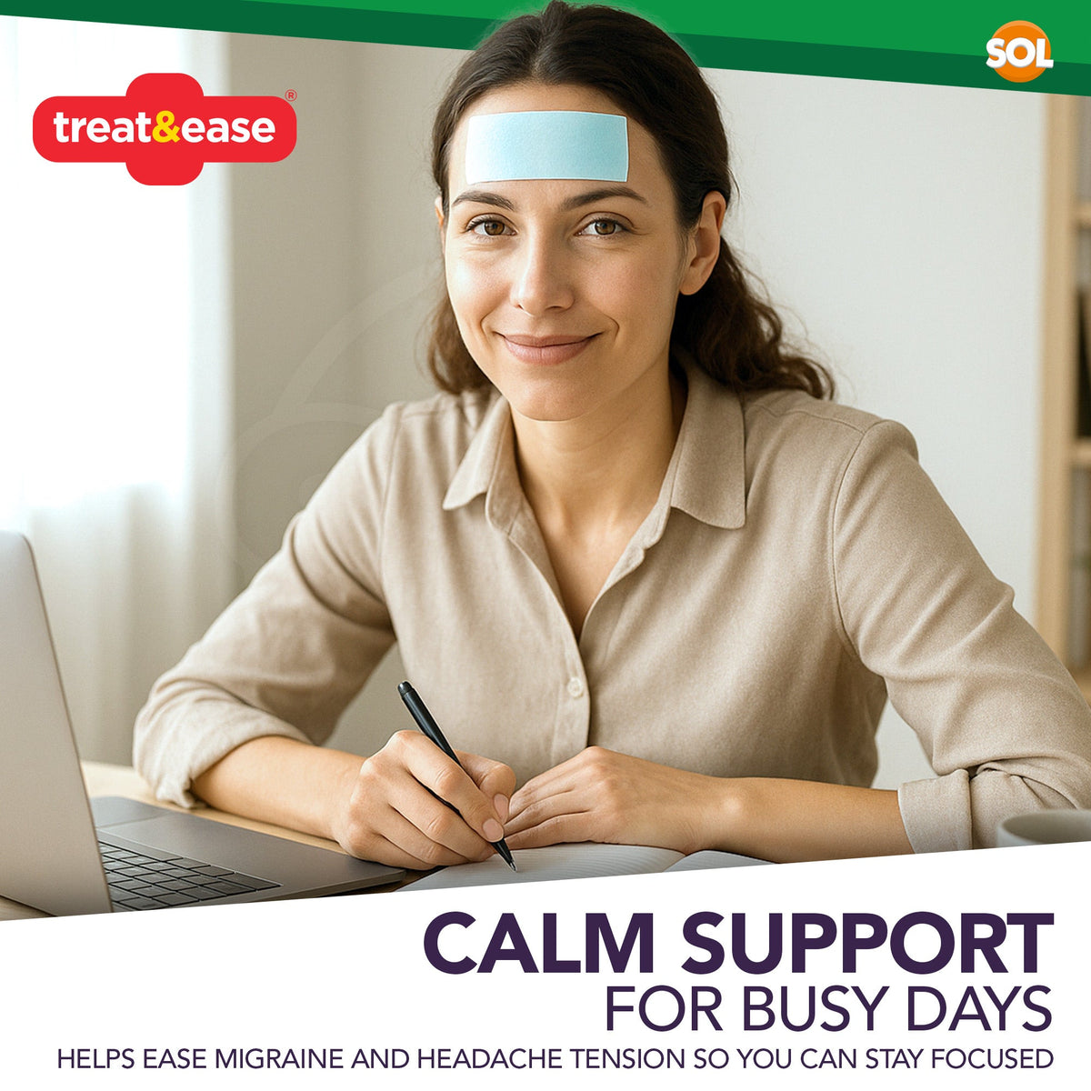 SOL 24pk Migraine Cooling Patches - Soothe Headache Strips