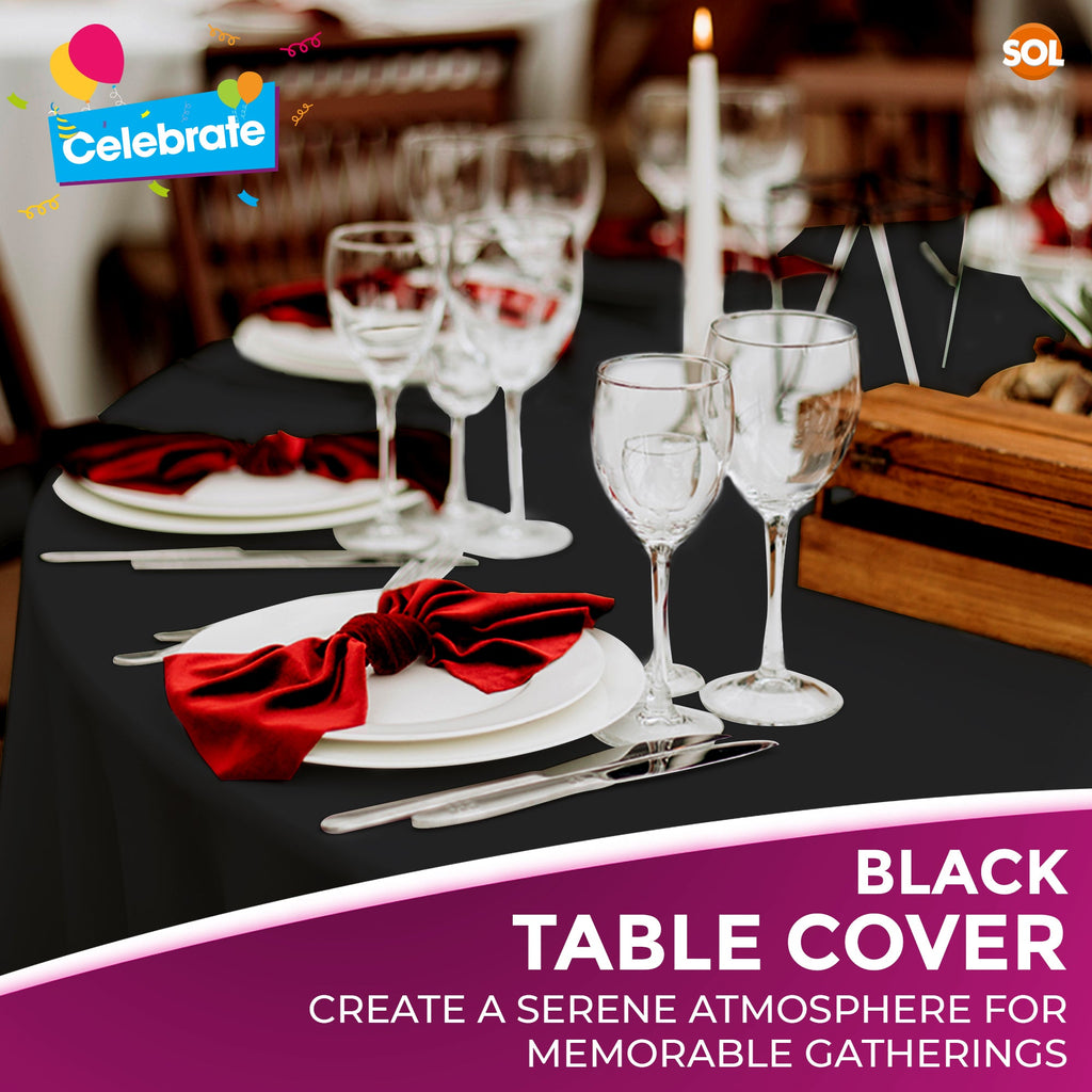 Black Round Table Cloth 140cm Disposable | Halloween Party | 72 Pack