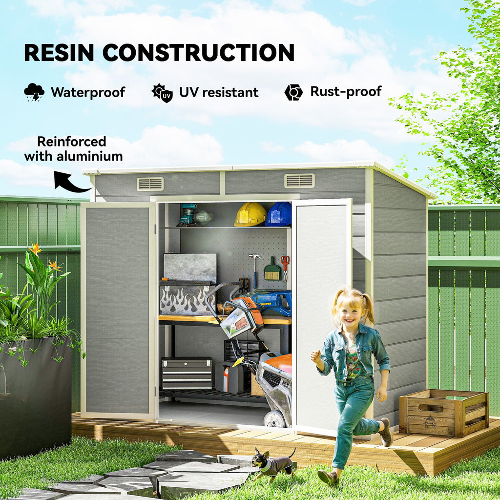 ResiHaven 8' x 4' Resin Storage Shed for All Seasons, Light Grey