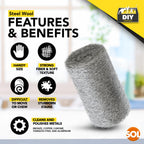 Steel Wool Pads Fine Grade 0 | Multipurpose Metal Scourers | 48 Pack