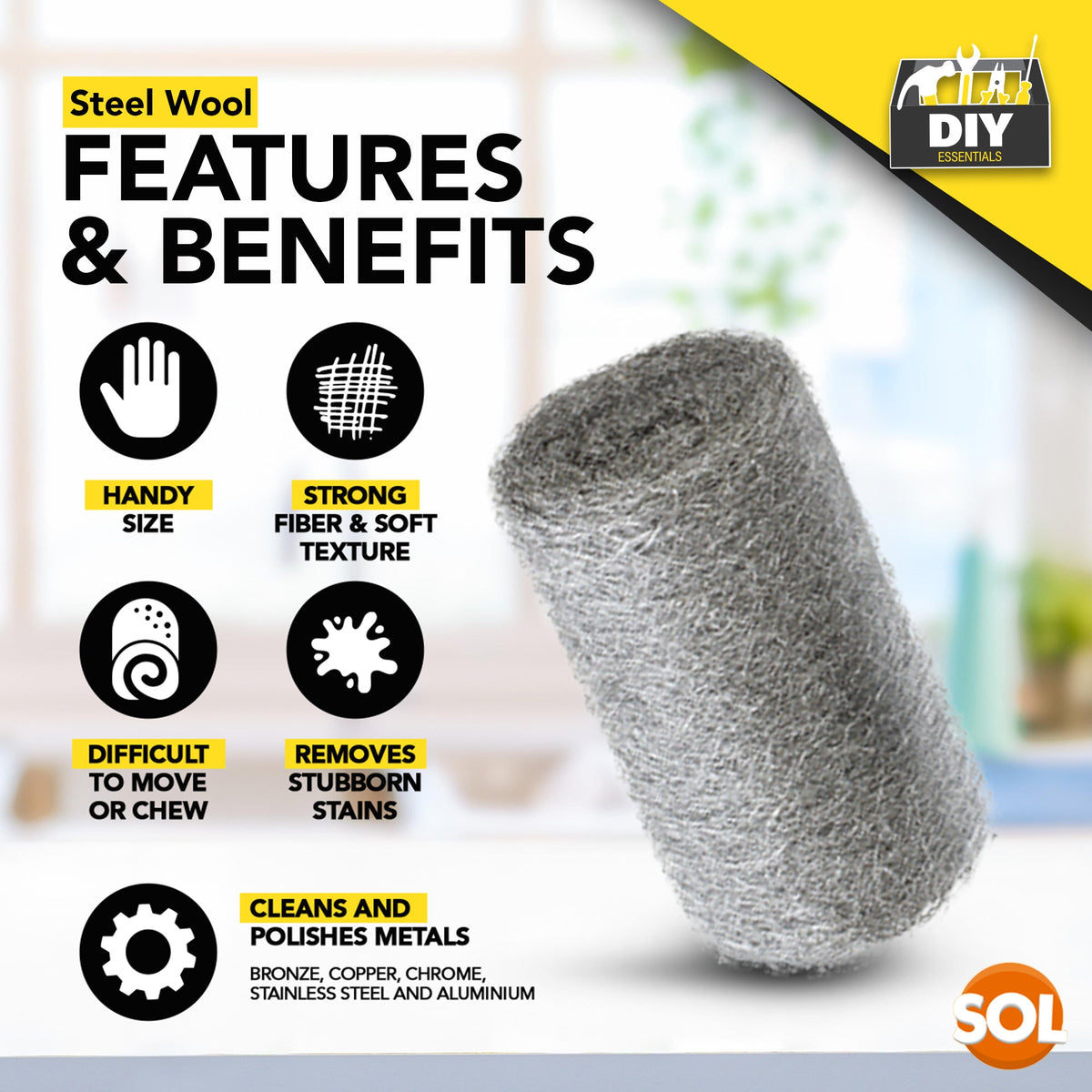 Steel Wool Pads Fine Grade 0 | Multipurpose Metal Scourers | 48 Pack