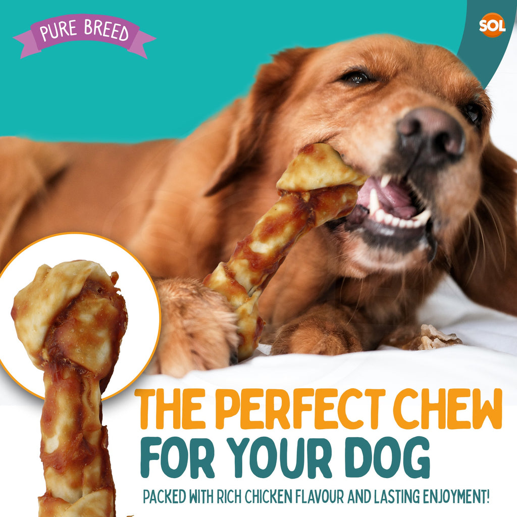 4-12pk Collagen Dog Treats Chicken Chewy Rolls Large Long Lasting Easy Digest
