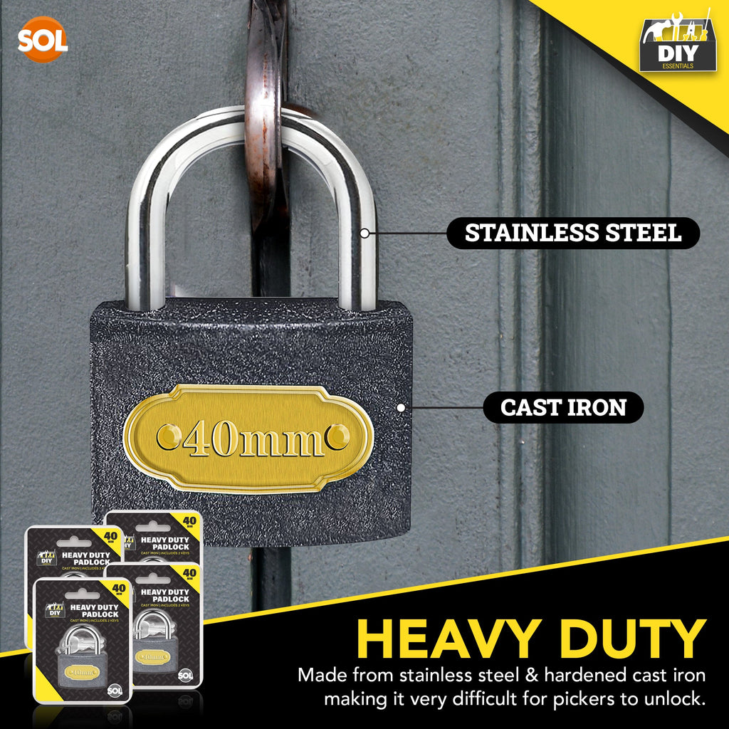 Padlock 40mm with 2 Keys | Heavy Duty Outdoor Security Lock | 4 Pack