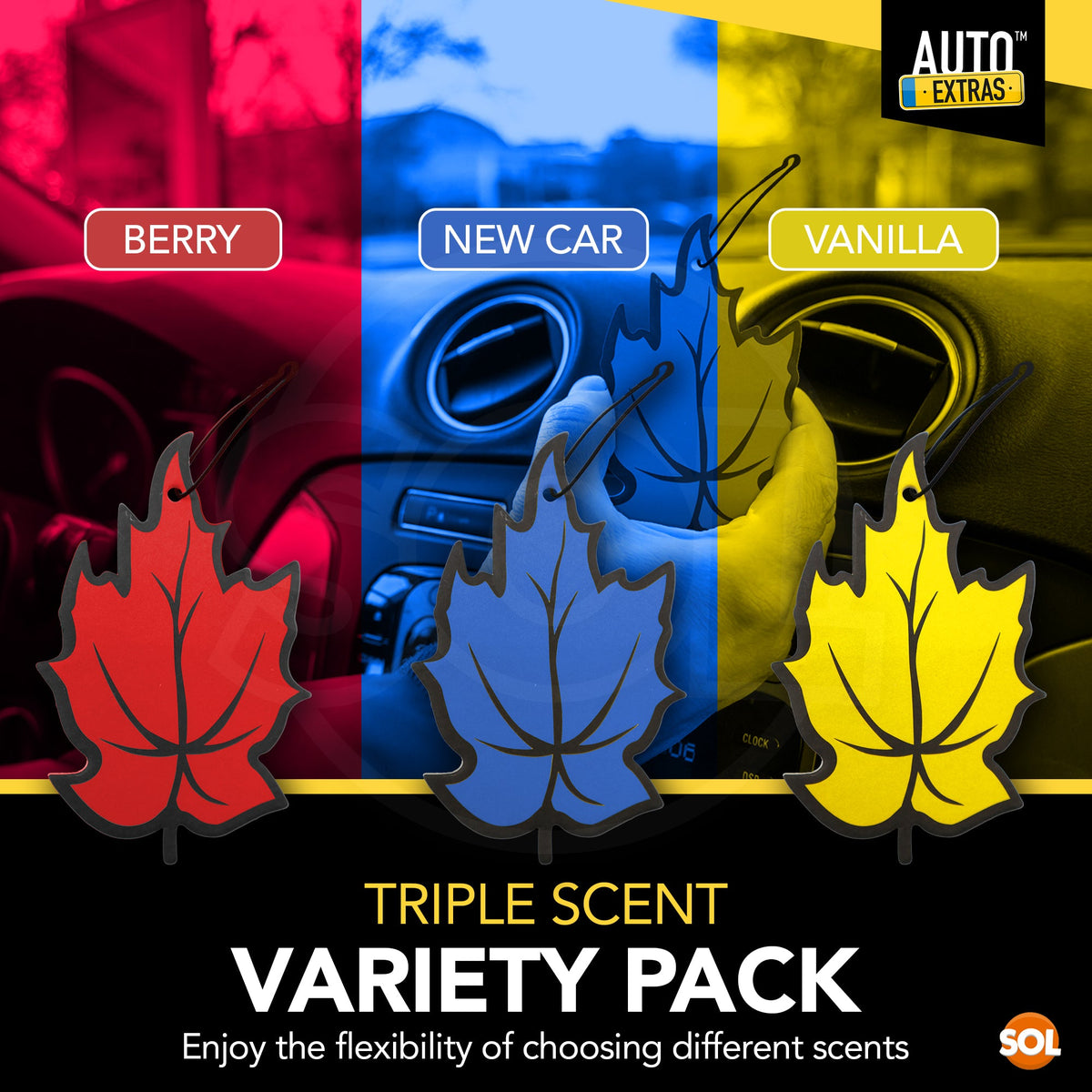 Woodland Leaf Car Air Fresheners | Vanilla Berry New Car Smell | 6 Pack