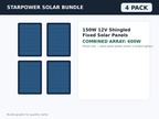 4 Pack 150W 12V Shingled Fixed Solar Panels – 600W Bundle