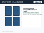 4 Pack 200W 12V Mono Shingled Fixed Solar Panels – 800W Bundle