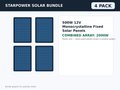 4 Pack 500W 12V Monocrystalline Fixed Solar Panels – 2000W Bundle
