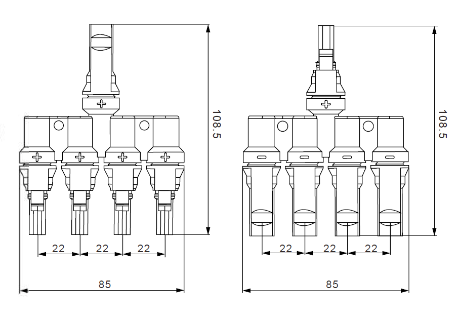 Exotronic 4 to 1 'h' Branch Joiner Connector Pair