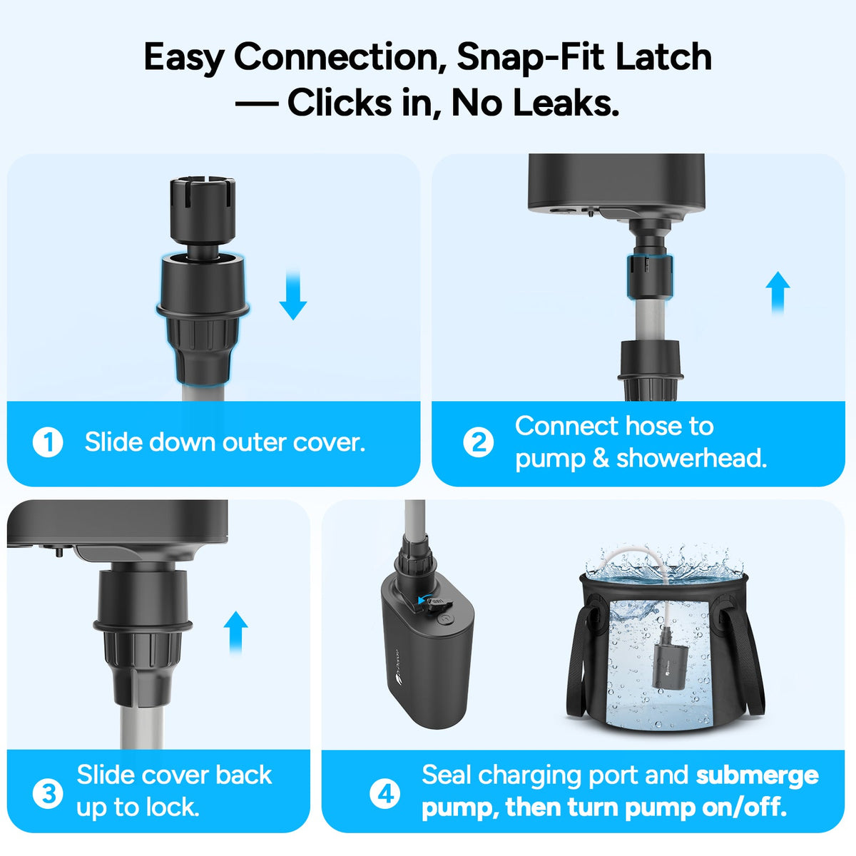 Dr.Prepare 2×8,000mAh Portable Shower Pump