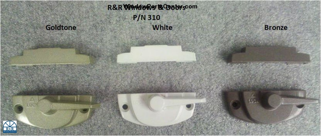 401/310 Checkrail Window Lock With Keeper New Goldtone Horizontal Slider