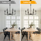 6-Light Black Classic/Traditional Chandelier, Farmhouse Candle Style Chandelier Dining Room Light Fixtures