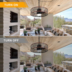 24 Inch Farmhouse Outdoor Waterproof Ceiling Fan with LED Light and Remote, 6 Speeds Black Plug In Caged Outdoor Fan Light