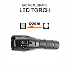 Tactical Grade LED Torch Ultra Bright Flashlight Waterproof Hiking Camping Lamp Light