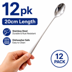 12PK Long Handle Stainless Steel Spoons 20cm Coffee Tea Dessert Latte Spoons