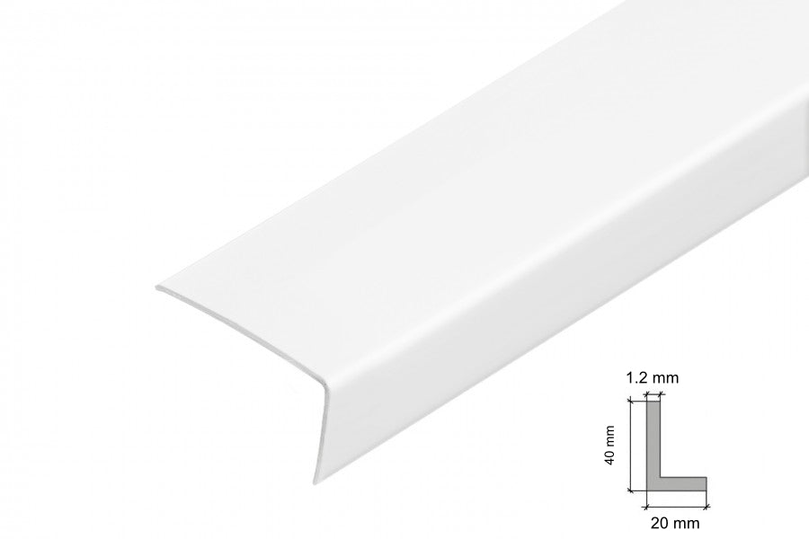 40x20 Unequal White PVC Corner Angle Trim – 1m and 2.48m