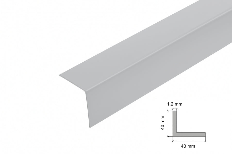 Light Grey PVC Corner Angle Trim – 1m and 2.48m-  40x40  