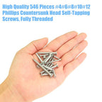 DYWISHKEY 546-Piece Assorted Screws Kit, #4-#10 Self-Tapping Wood Screws - size: #4#6#8#10#12