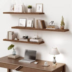 Vivelove 10 Inch Deep Floating Shelves for Wall 55” Set of 2, Rustic Brown - color: Rustic Brown, size: 55”wx10.2”dx1.5”h