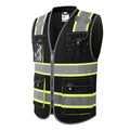 JKSafety Safety Vest for Men Women Hi Vis with Pockets and Cushioned Collar Construction Vest Meet ANSI Standard (BX360) - color: Black, size: X-Large