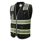 JKSafety Safety Vest for Men Women Hi Vis with Pockets and Cushioned Collar Construction Vest Meet ANSI Standard (BX360) - color: Black, size: X-Large