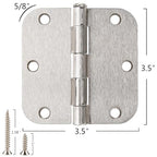 TDCHINGES Rounded Door Hinges Brushed Nickel 3.5 Inch 5/8" Radius 18 Pack - color: Satin Nickel-Rounded, size: 18 Pack
