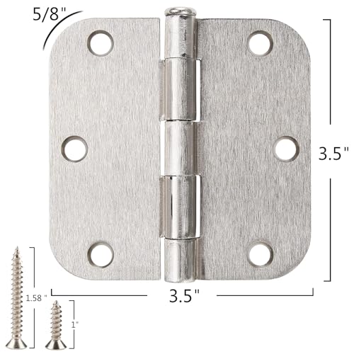 TDCHINGES Rounded Door Hinges Brushed Nickel 3.5 Inch 5/8" Radius 18 Pack - color: Satin Nickel-Rounded, size: 18 Pack