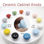 10-Pack Ceramic Cabinet Knobs Sky Blue 32mm Round Drawer Pull - color: Sky Blue