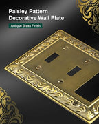2-Pack Paisley Combo Double Toggle/Single Decorator Outlet Cover Plate - style: 2 Toggle/1 Decorator 2PK