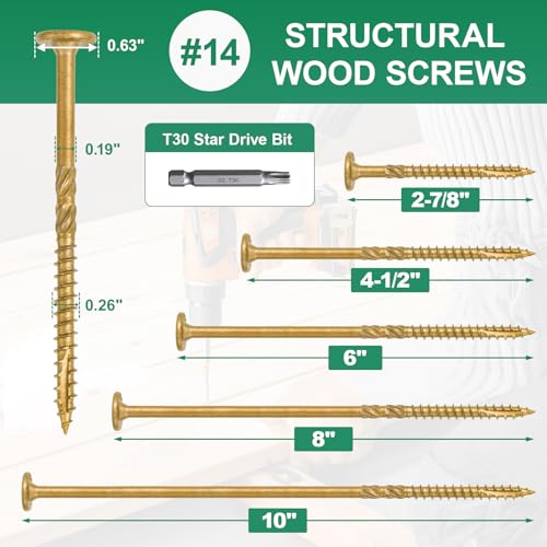 10 Inch Heavy-Duty Outdoor Deck Screws - size: #14 x 10"