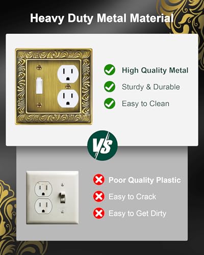 2-Pack Paisley Pattern Metal Combo Toggle/Duplex Light Switch Cover Plate - style: 1 Toggle/1 Duplex 2PK