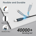 Travel Essentials for Apple Watch Charger,3 in 2 Multi Charging Cable ﻿ - color: Black, size: 1pack-5ft
