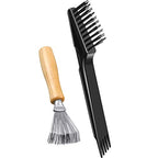 Boao 2 Pack Hair Brush Cleaner,Black,Wood Color,Polished Wooden Handle Rake - color: Black, Wood Color, style: Polished Wooden Handle Rake