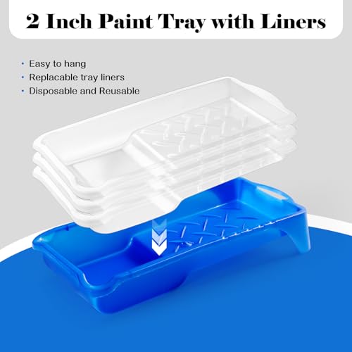 Mister Rui 25Pc 2" Foam Paint Roller Kit with Tray Liners & Sponge Brushes - size: 2 Inch,25 Pack