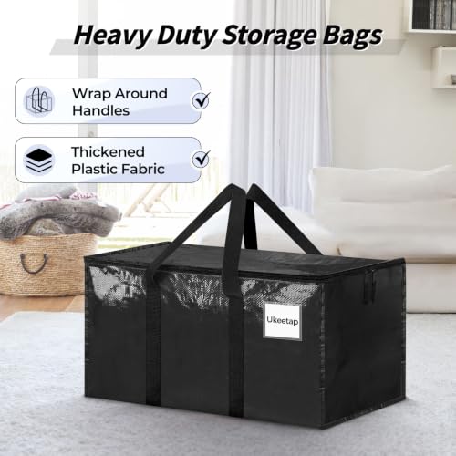 8 Pack Extra Large Clothes Storage Bins with Lids, Moving Bags,Black - color: Black, size: 8 Pack