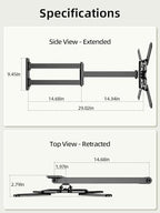 USX MOUNT Long Arm TV Wall Mount for Most 32-65 Inch TVs, 29 Inch Long Extension TV Mount Swivel and Tilt, Full Motion Corner Wall Mount Tv Bracket Fit Max VESA 400 x 400mm, Up to 80 lbs - size: 32-65 Inch
