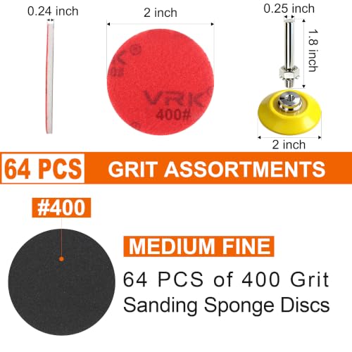 64 PCS 2 Inch Sanding Disc,Hook and Loop Sanding Pads 400 Grit - style: 400 Grit 64PCS
