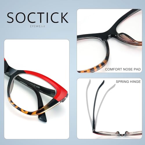 3 Pack Oversized Reading Glasses for Women with Spring Hinge - color: 4 Pack Mix C2*
