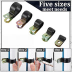 Tandefio 50 Pcs 1/4" Stainless Steel Cable Clamp with Screw Rubber Coated - size: 1/4"