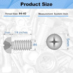 #4-40x1/4 Machine Screws Pan Phillips Cross for Computer Electronic Repairs - size: #4-40x6.35mm