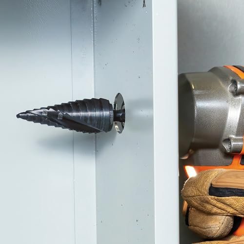 Klein Tools QRST14 Step Drill Bit, Quick Release, Spiral Double-Fluted, 3/16 to 7/8-Inch, Hex Shank, Cut Steel, Wood, Plastic, Aluminum - size: 3/16 to 7/8-Inch, style: Quick Release