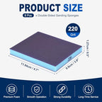 8Pcs 220Grit Double-Sided Sanding Sponges, Washable & Reusable - size: 220Grit