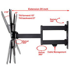 VideoSecu ML531BE2 TV Wall Mount kit with Free Magnetic Stud Finder and HDMI Cable for Most 26-55 TV and New LED UHD TV up to 60 inch 400x400 Full Motion with 20 inch Articulating Arm WT8 (Pack of 2) - size: 25"-55" (Pack of 2)