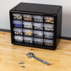 Akro-Mils 16-Drawer Plastic Storage Cabinet, 10.5"W x 6.5"D x 8.5"H, Black - size: 16 Drawer