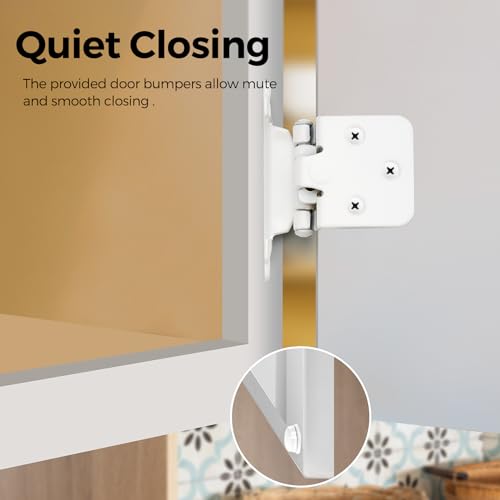 30 Pack 15 Pair White Cabinet Hinges, 1/2" Overlay Semi-Concealed Hinges - color: White, size: 1/2" Overlay