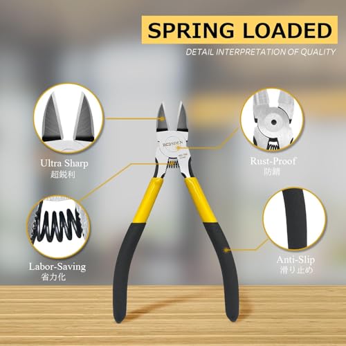 BOOSDEN Wire Cutter 6.5 inch Cutting Pliers Diagonal Cutter Metal Snipper - size: 6.5"- 1 Pack